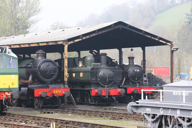 Many engines on shed in Buckfastleigh Yard 2009Apr03