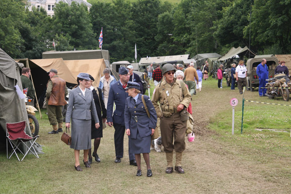 People leaving camp